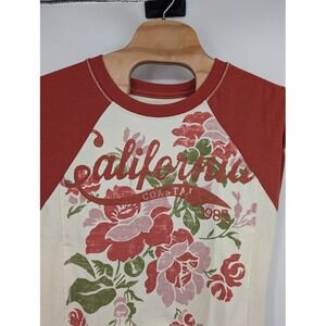 Anthropologie Pilcro Women's Muscle Sweatshirt floral red cream sz M